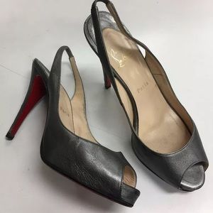 Christian Louboutin  silver and grey sling back